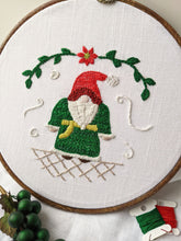 Load image into Gallery viewer, Christmas Holly Gnome Embroidery Pattern