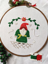 Load image into Gallery viewer, Christmas Holly Gnome Embroidery Pattern