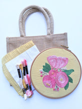 Load image into Gallery viewer, Peonie Surprise Embroidery Kit - FREE Jute Tote